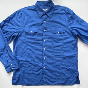 Mr. Turk Long Sleeve Button Up Shirt Mens XLarge XL Blue Double Pocket USA Made